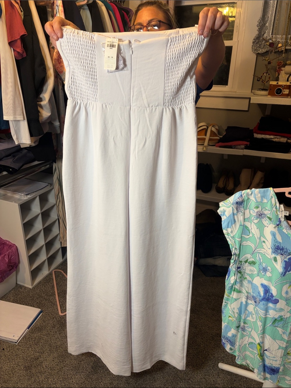 Abercrombie & Fitch White Strapless Wide-Leg Jumpsuit - Picture 2 of 2